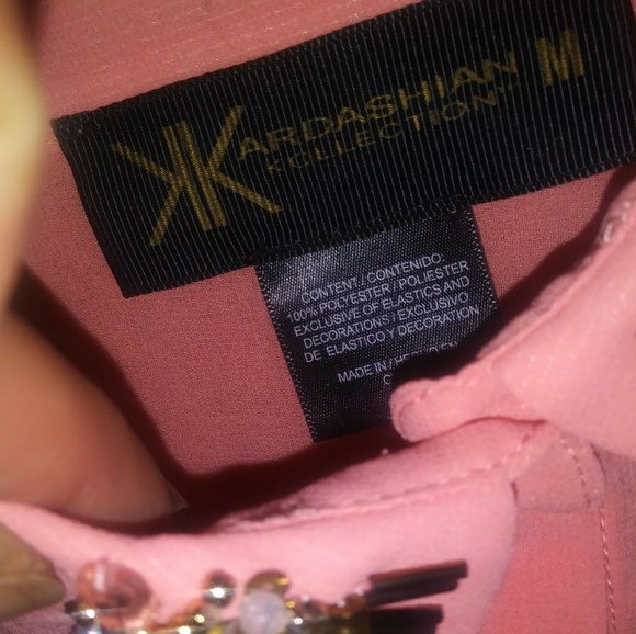 Kardashian Kollection Coral Beaded Sheer Blouse - Picture 2 of 6